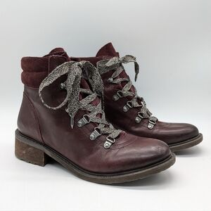 Sam Edelman Darrah maroon leather lace up ankle boot 7